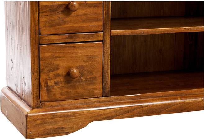 Biscottini Biscottini Mobile Porta TV Country Legno Massello Tiglio Noce 129x40x60 Made