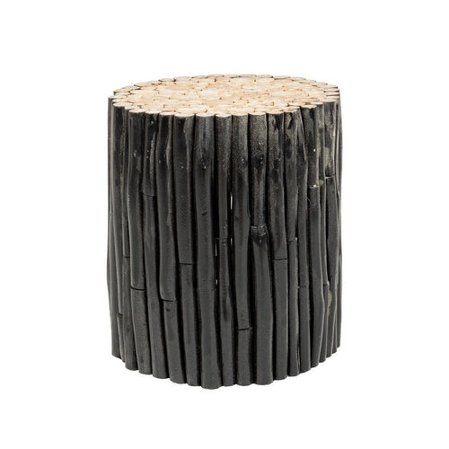 Tavolino Guadalupe in rami di teak con finitura di nitrocellulosa per arredamento