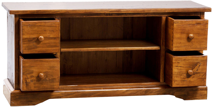 Biscottini Biscottini Mobile Porta TV Country Legno Massello Tiglio Noce 129x40x60 Made