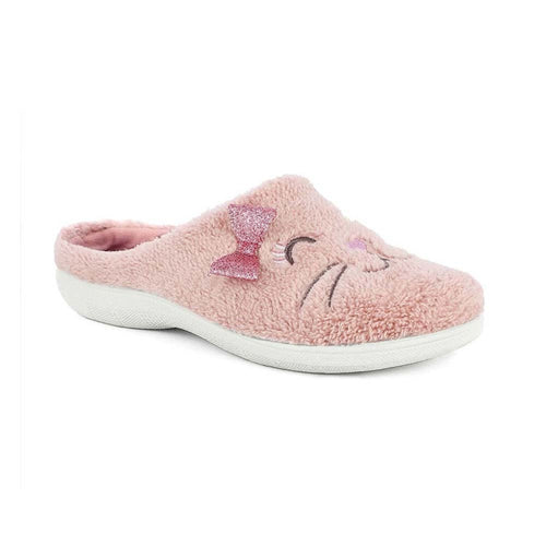 INBLU Pantofole gatto con fiocco glitterato rosa EC96