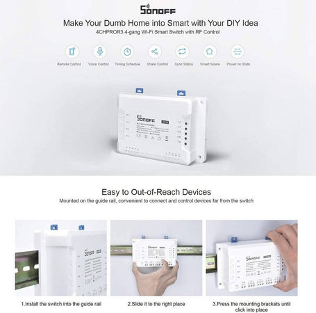 Interruttore Intelligente Sonoff 4chr3 Wi-fi Smart Switch A 4 Canali Alexa Google