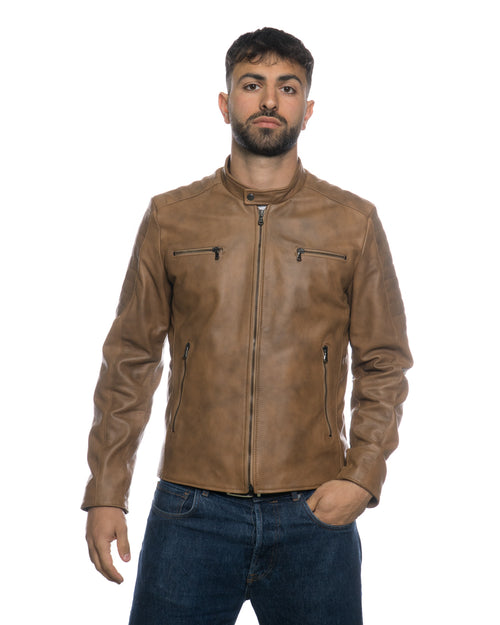 U05 - Biker Uomo Cuoio in vera pelle