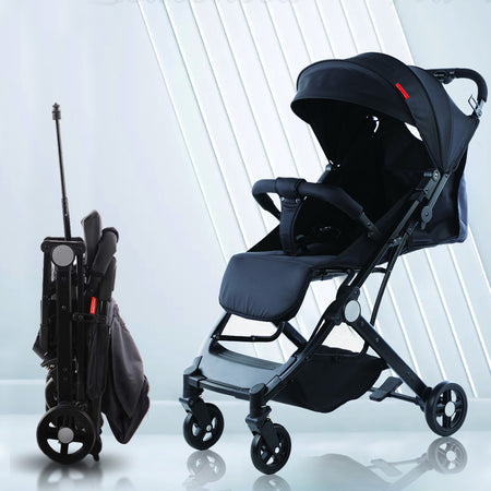 Passeggino Ultraleggero Chiusura Facilitata Salvaspazio Portata 15 kg Nero