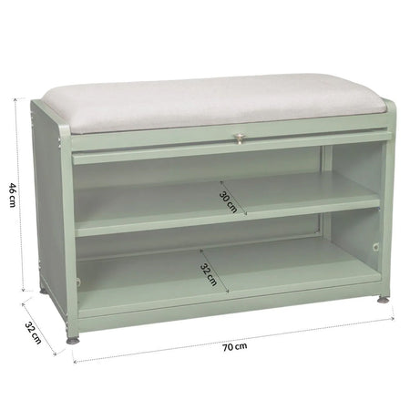 Scarpiera Panca in Metallo con Seduta e Anta Porta Scarpe Salvaspazio 2 Ripiani Verde
