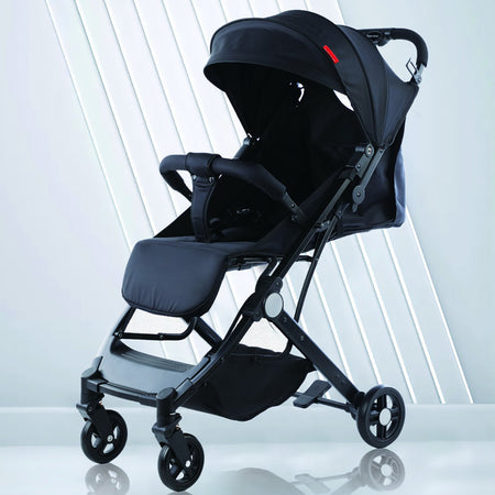 Passeggino Ultraleggero Chiusura Facilitata Salvaspazio Portata 15 kg Nero