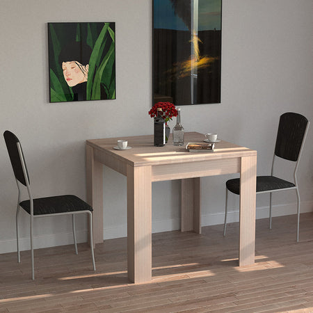 Tavolo da Pranzo Quadrato 90x90cm Allungabile a 180cm Apertura a Libro Tortora