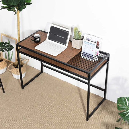 Scrivania Tavolo Consolle PC Legno e Metallo con Portadocumenti Casa Ufficio