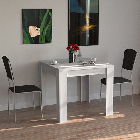 Tavolo da Pranzo Quadrato 90x90cm Allungabile a 180cm Apertura a Libro Bianco