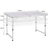 Tavolo PicNic Campeggio Alluminio 120x60 H70cm Pieghevole in Valigetta 3 altezze