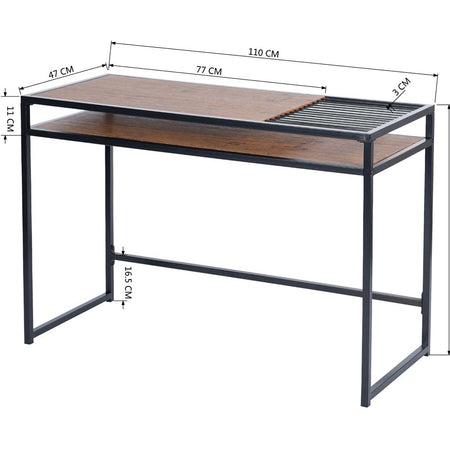 Scrivania Tavolo Consolle PC Legno e Metallo con Portadocumenti Casa Ufficio