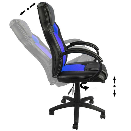 Sedia Gaming Poltrona Ufficio Direzionale 5Ruote Girevoli Sportiva Racer Nero Blu