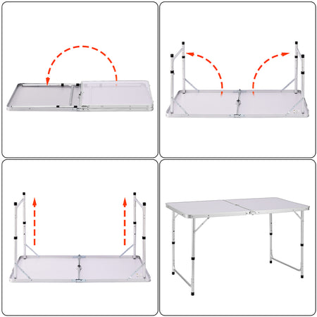 Tavolo PicNic Campeggio Alluminio 120x60 H70cm Pieghevole in Valigetta 3 altezze