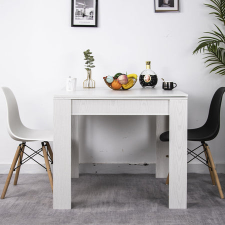 Tavolo da Pranzo Quadrato 90x90cm Allungabile a 180cm Apertura a Libro Bianco