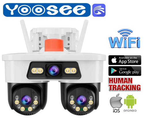 Telecamera wifi 9MP 3 lenti Ip67 IP cam Dual Head PTZ CCTV visione notturna