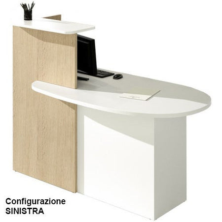 Reception stondata con struttura in nobilitato verniciato cm. 142,5x83x117h