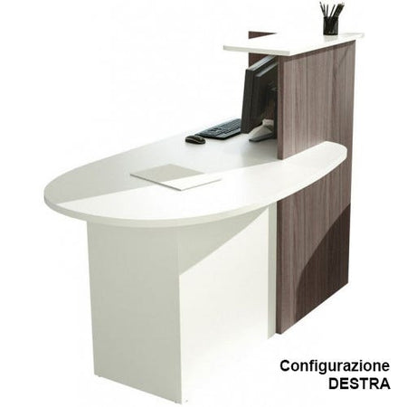 Reception stondata con struttura in nobilitato verniciato cm. 142,5x83x117h