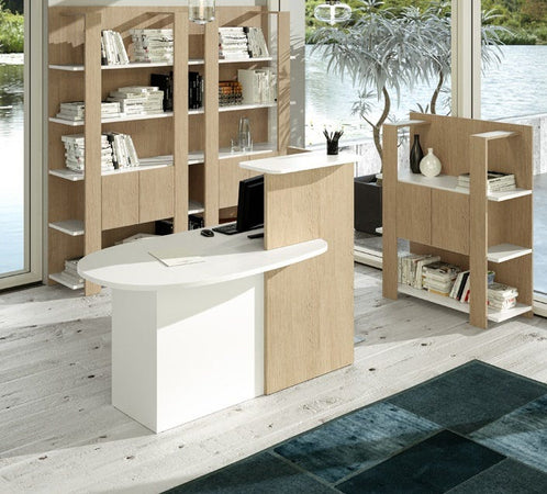 Reception stondata con struttura in nobilitato verniciato cm. 142,5x83x117h