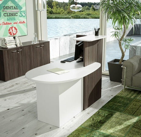 Reception stondata con struttura in nobilitato verniciato cm. 142,5x83x117h
