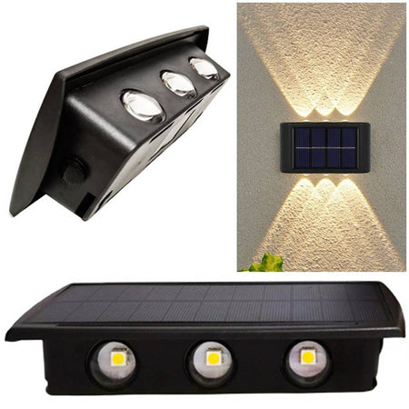 Applique Segnapasso Da Esterno A Parete Energia Solare Pannello Up And Down 6led