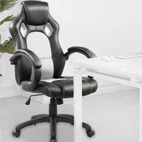 Sedia Gaming Poltrona Ufficio Direzionale 5Ruote Girevoli Sportiva Racer Nero Grigio