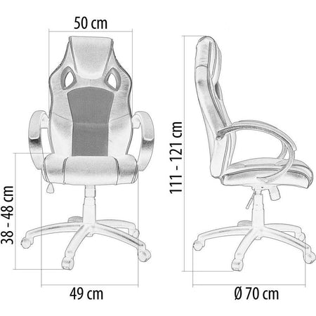 Sedia Gaming Poltrona Ufficio Direzionale 5Ruote Girevoli Sportiva Racer Nero Grigio