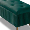 Pouf Contenitore Panca Velluto Rettangolare 80x40x45 cm Seduta Imbottita Verde