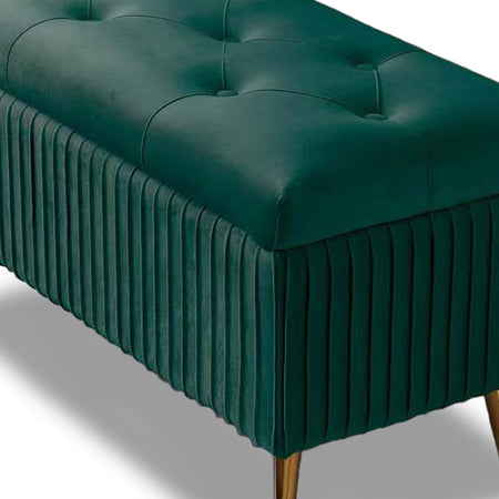 Pouf Contenitore Panca Velluto Rettangolare 80x40x45 cm Seduta Imbottita Verde