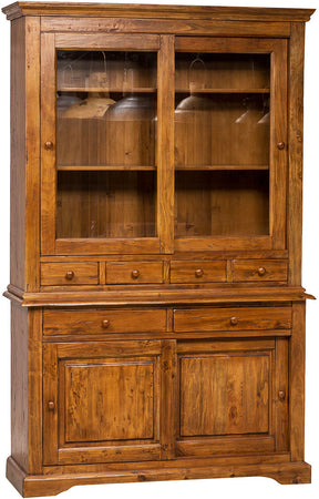 Biscottini Credenza Country Biscottini Legno Tiglio Noce 142x50x225 Artigianale Italiano