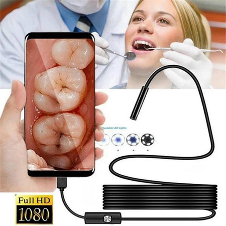 Telecamera Endoscopica 5 Mt Type-c Usb Mini Usb F Flessibile Impermeabile 6 Led