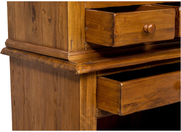 Biscottini Credenza Country Biscottini Legno Tiglio Noce 142x50x225 Artigianale Italiano