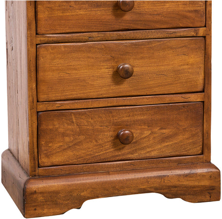 Biscottini Biscottini Comodino Country 5 Cassetti Legno Tiglio Noce 51x30x74 Arredo Italy