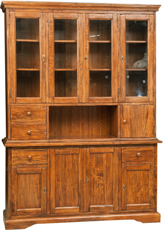 Biscottini Vetrina Country Biscottini legno massello tiglio finitura noce 156x50x200