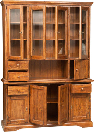 Biscottini Vetrina Country Biscottini legno massello tiglio finitura noce 156x50x200