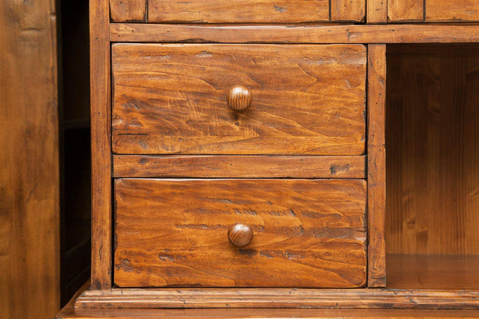 Biscottini Vetrina Country Biscottini legno massello tiglio finitura noce 156x50x200