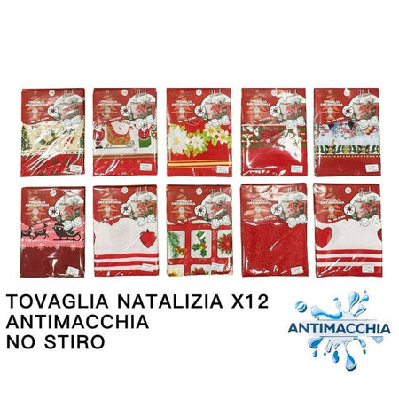 Tovaglia Natalizia Antimacchia No Stiro Impermeabile Varie Fantasie 12 Posti