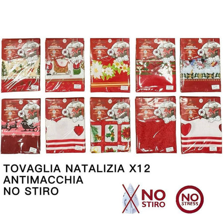 Tovaglia Natalizia Antimacchia No Stiro Impermeabile Varie Fantasie 12 Posti