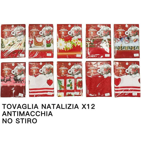 Tovaglia Natalizia Antimacchia No Stiro Impermeabile Varie Fantasie 12 Posti