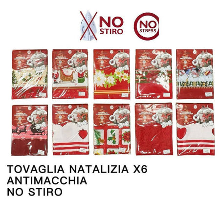 Tovaglia Natalizia Antimacchia No Stiro Impermeabile Varie Fantasie 6 Posti