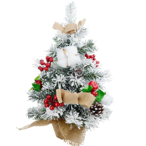 Albero Di Natale Effetto Innevato Dim. 60 Cm Con Decori Pigne Fiocchetti Neve