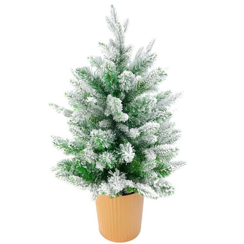 Albero Di Natale Mini Effetto Innevato Dim. 60 Cm Sintetico Alberello Con Vaso