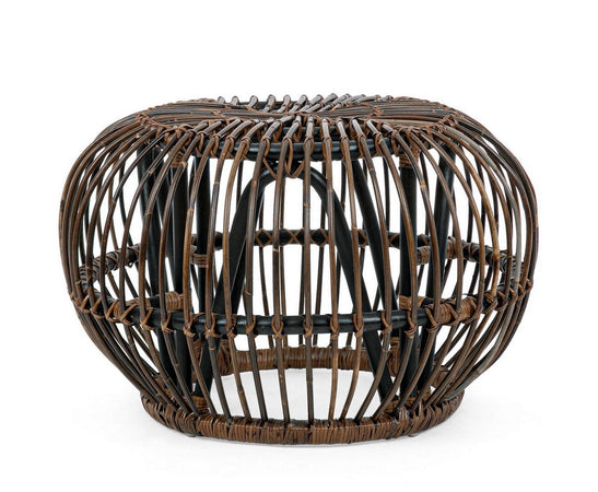 Tavolino-pouf "Doradal" struttura in rattan per arredamento