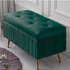 Pouf Contenitore Panca Velluto Rettangolare 80x40x45 cm Seduta Imbottita Verde
