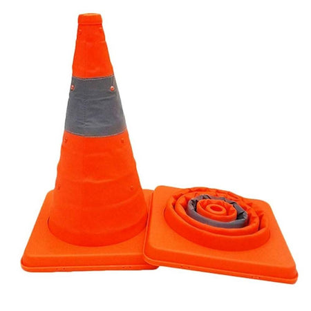 Cono Telescopico Stradale Altezza 45cm Base 24x24cm Pieghevole Auto Camper Camion
