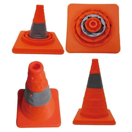Cono Telescopico Stradale Altezza 45cm Base 24x24cm Pieghevole Auto Camper Camion