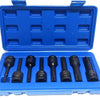 Set 8 Pezzi Chiavi Bussole Torx Attacco 1/2 T30 T80 A Impatto Lunghe 78 Mm