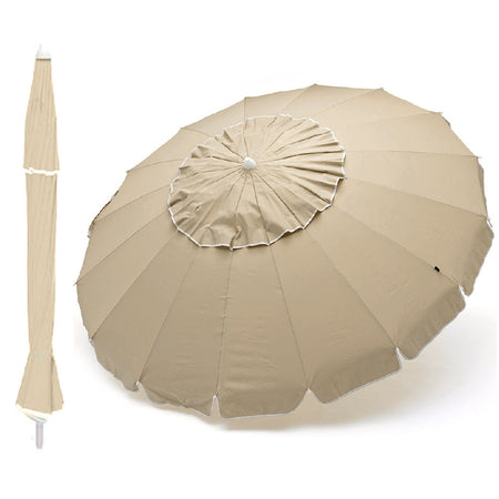 Ombrellone Mare Spiaggia Giardino 220cm Alluminio 16 Stecche con Custodia Air Vent Beige