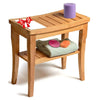 Sgabello da Bagno in bambu Naturale con Panca Ripiano Portaoggetti bamboo