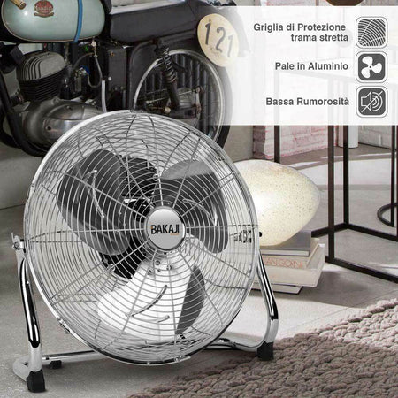 Ventilatore da terra Acciaio 100 W Pale Alluminio 50 cm 3 Velocita Oscillante
