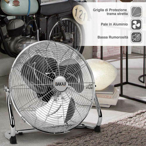 Ventilatore da terra Acciaio 100 W Pale Alluminio 50 cm 3 Velocita Oscillante