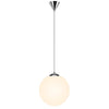 Lampadario Sospensione Moderno Vetro Sfera 50cm Design E27 Bianco Opaco Cromo
